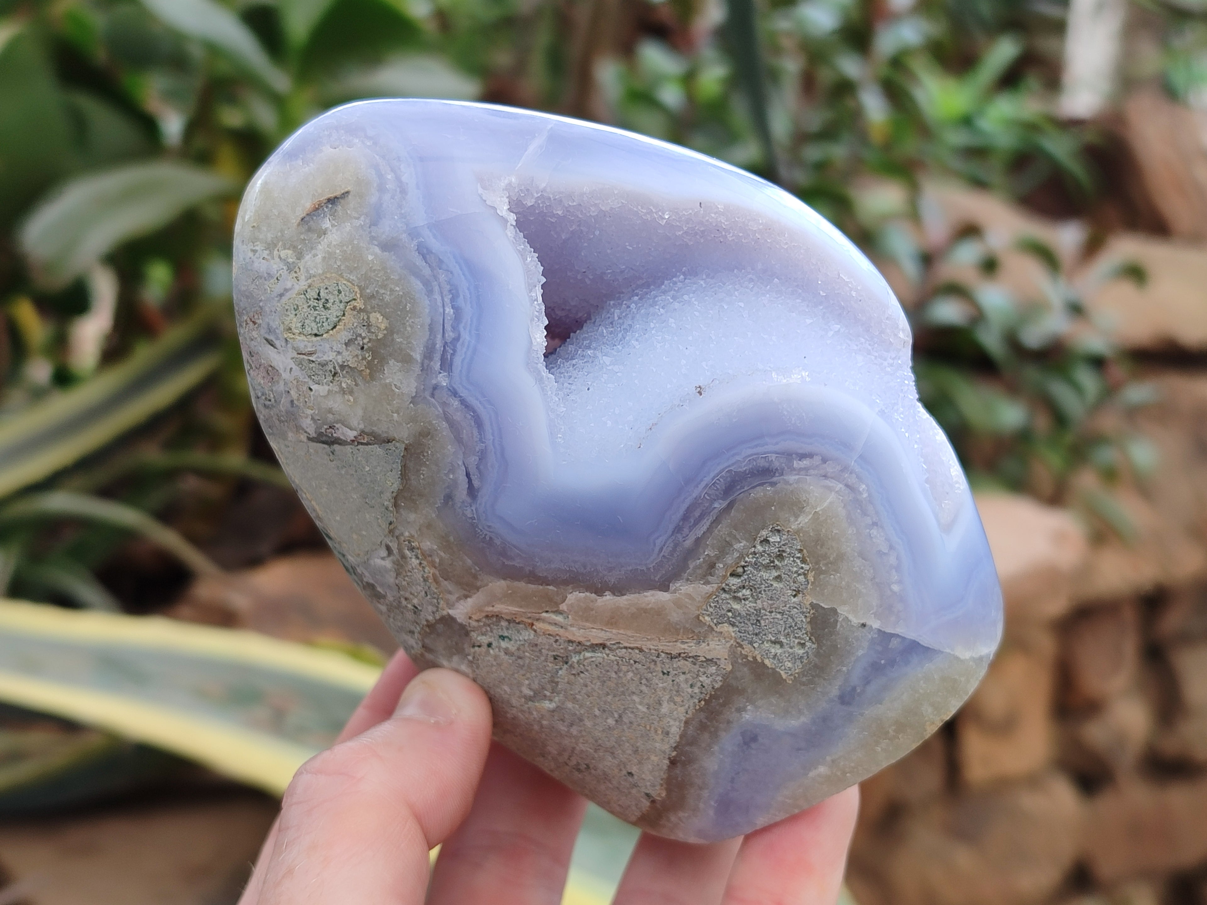 Polished Blue Lace Agate Geodes x 2 From Malawi - Toprock Gemstones and Minerals 