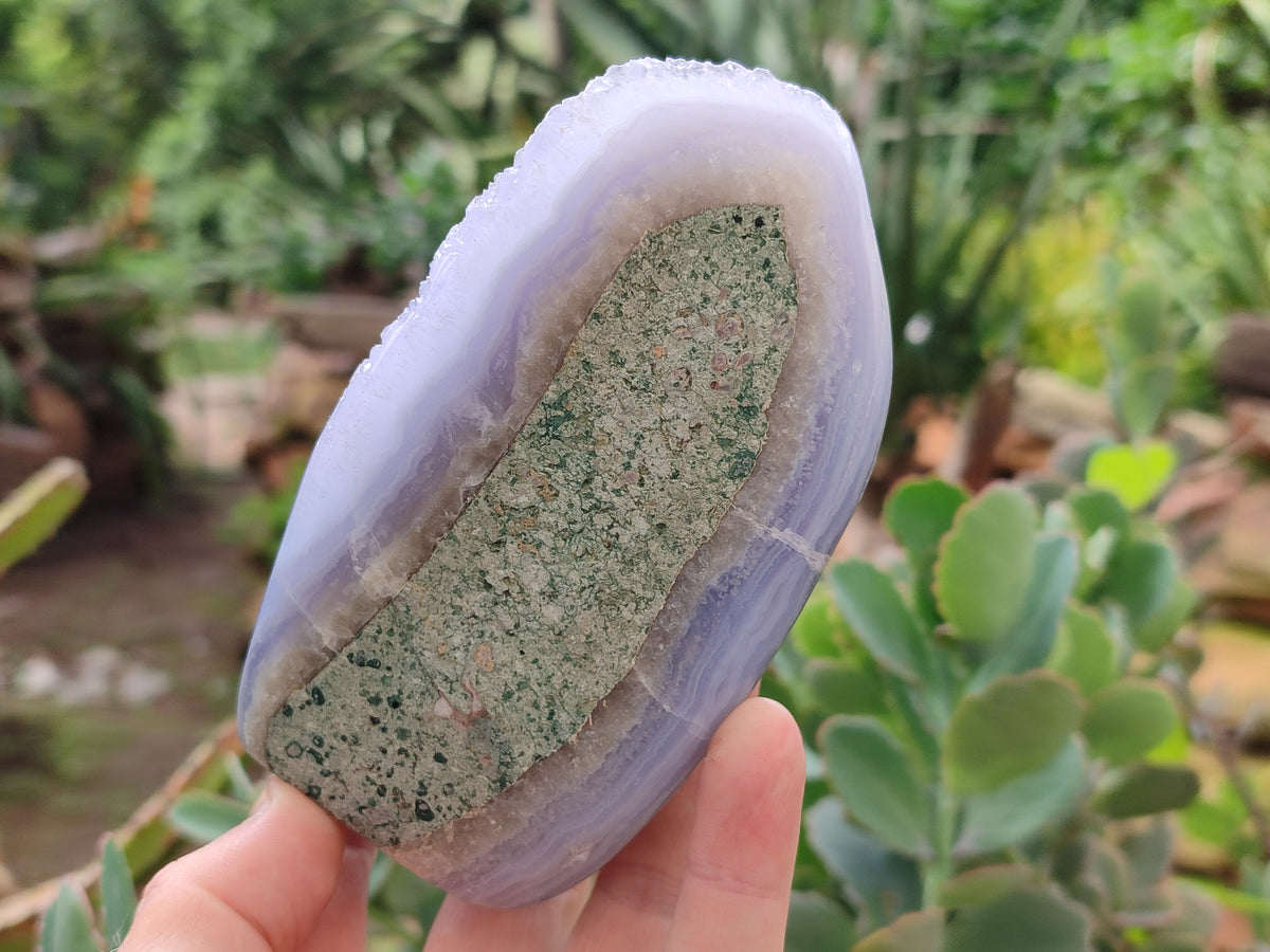 Polished Blue Lace Agate Geodes x 2 From Malawi - Toprock Gemstones and Minerals 