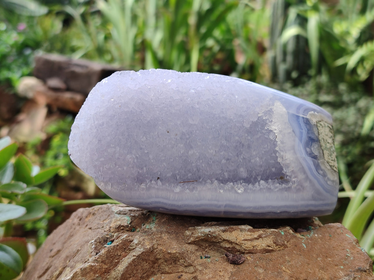 Polished Blue Lace Agate Geodes x 2 From Malawi - Toprock Gemstones and Minerals 