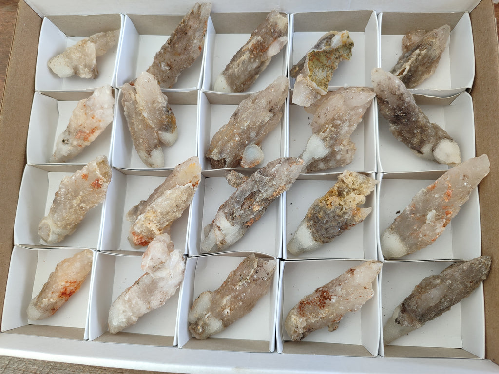 Natural Drusy Quartz Coated Calcite Pseudomorph Specimens x 20 From Alberts Mountain, Lesotho - Toprock Gemstones and Minerals 