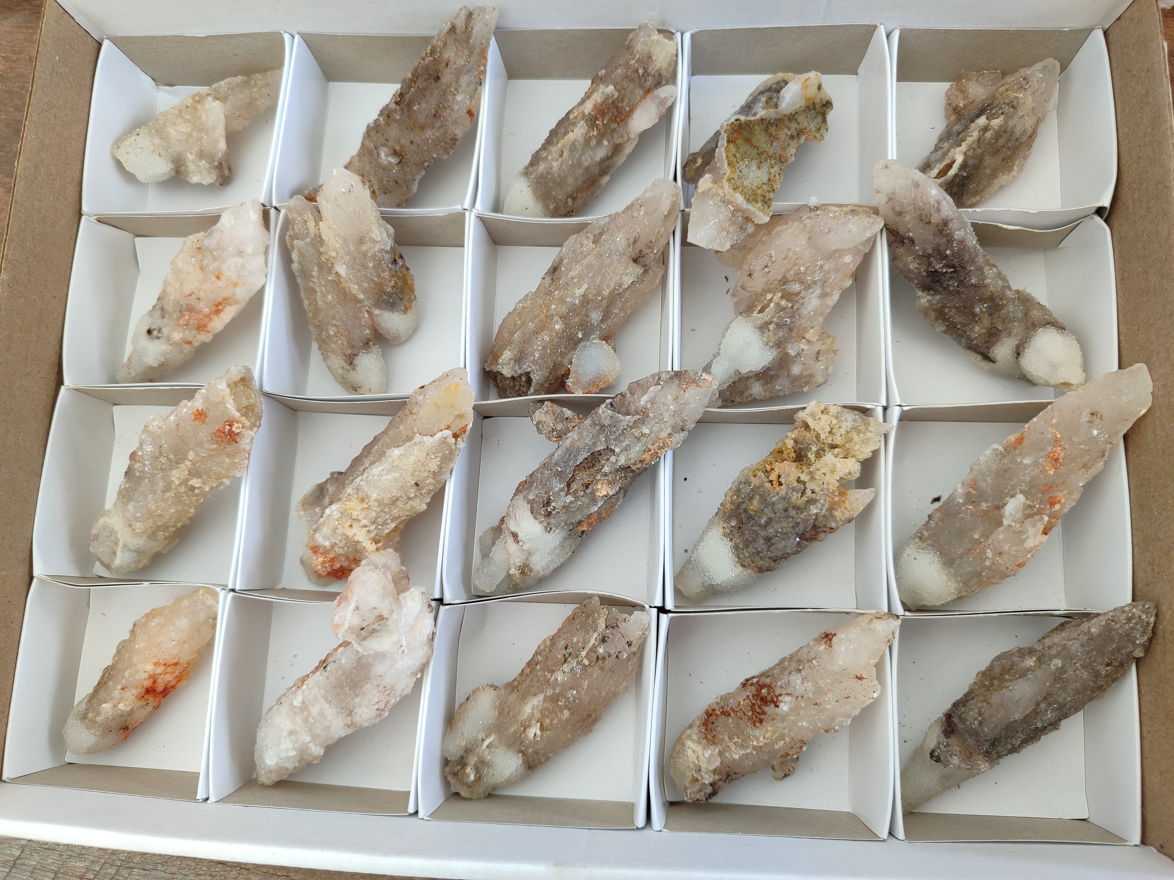 Natural Drusy Quartz Coated Calcite Pseudomorph Specimens x 20 From Alberts Mountain, Lesotho - Toprock Gemstones and Minerals 