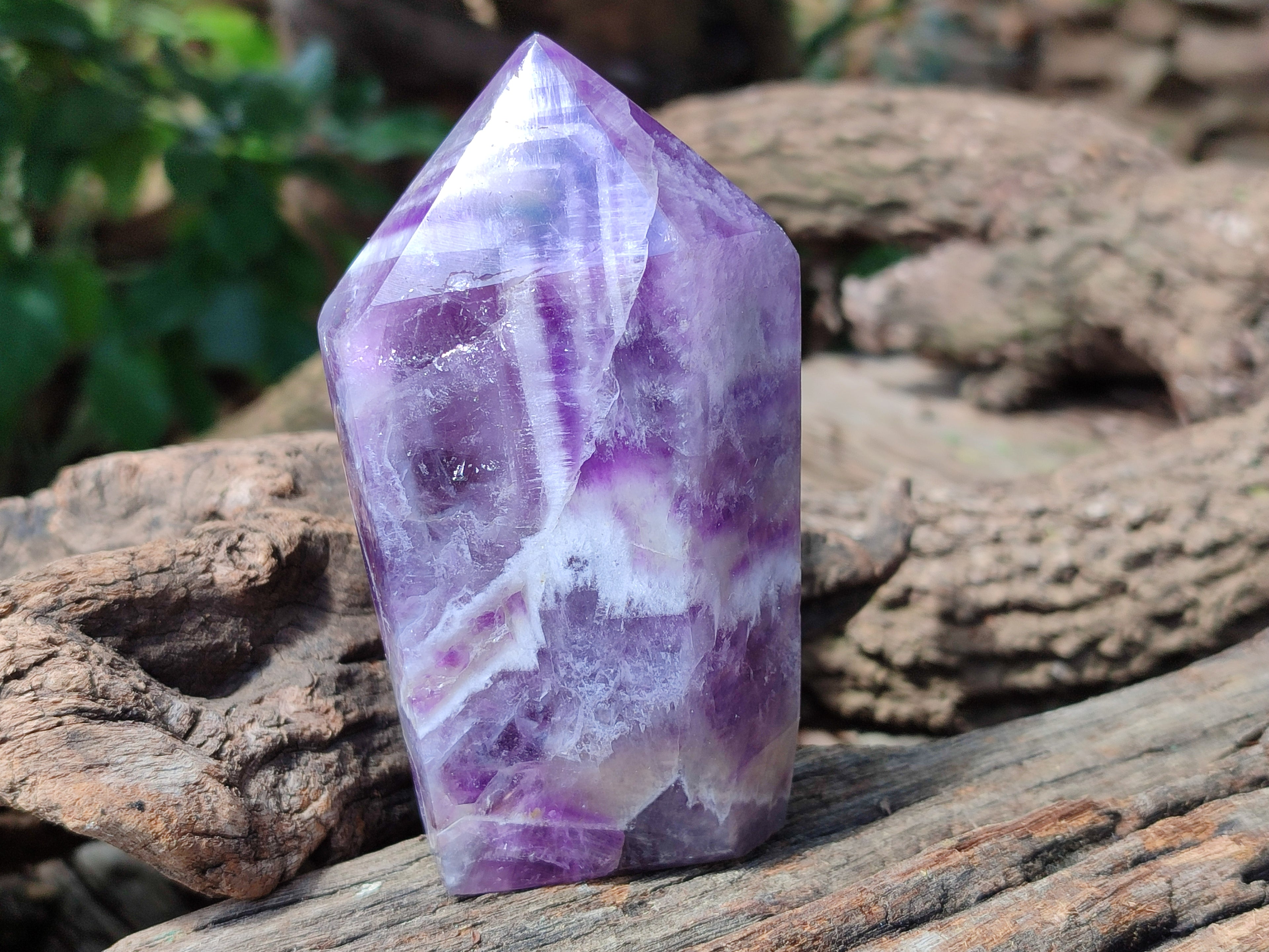 Polished Chevron Amethyst Points x 6 From Ankazobe, Madagascar - Toprock Gemstones and Minerals 