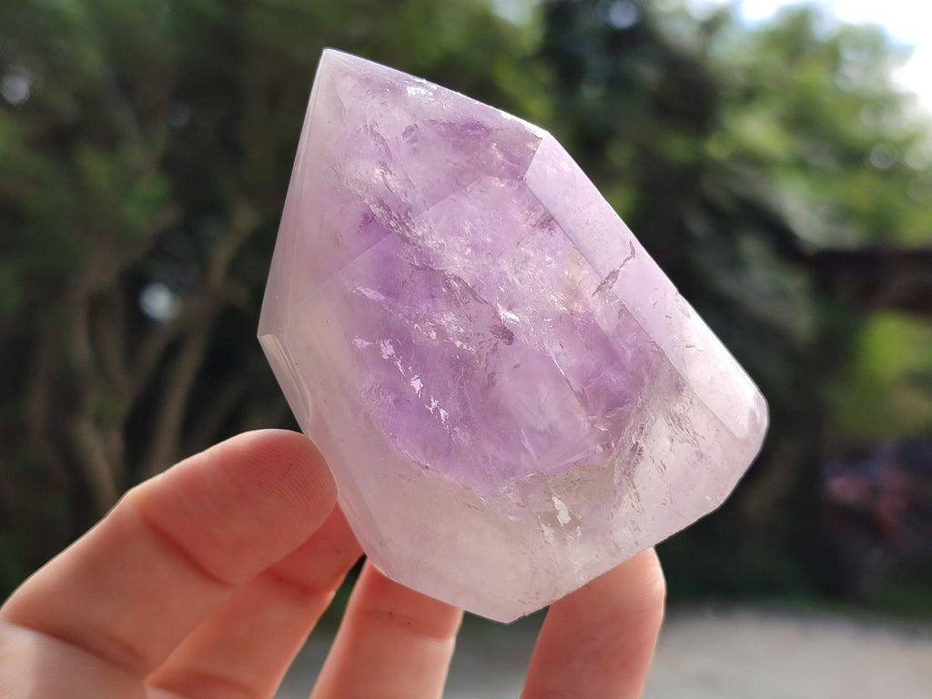 Polished Chevron Amethyst Points x 6 From Ankazobe, Madagascar - Toprock Gemstones and Minerals 