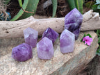 Polished Chevron Amethyst Points x 6 From Ankazobe, Madagascar - Toprock Gemstones and Minerals 
