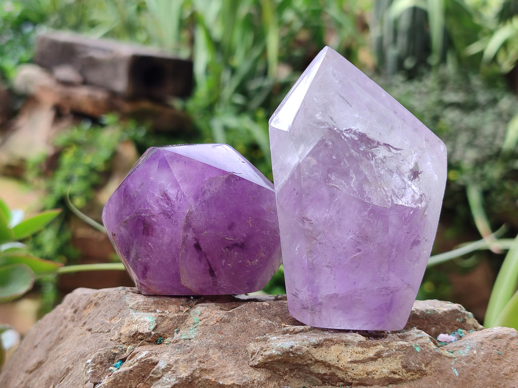 Polished Chevron Amethyst Points x 6 From Ankazobe, Madagascar - Toprock Gemstones and Minerals 