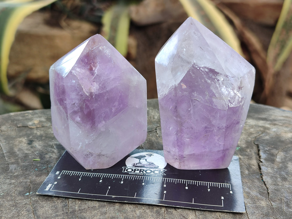Polished Chevron Amethyst Points x 6 From Ankazobe, Madagascar - Toprock Gemstones and Minerals 