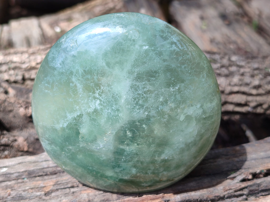 Polished Green Fluorite Standing Free Forms x 3 From Madagascar - Toprock Gemstones and Minerals 