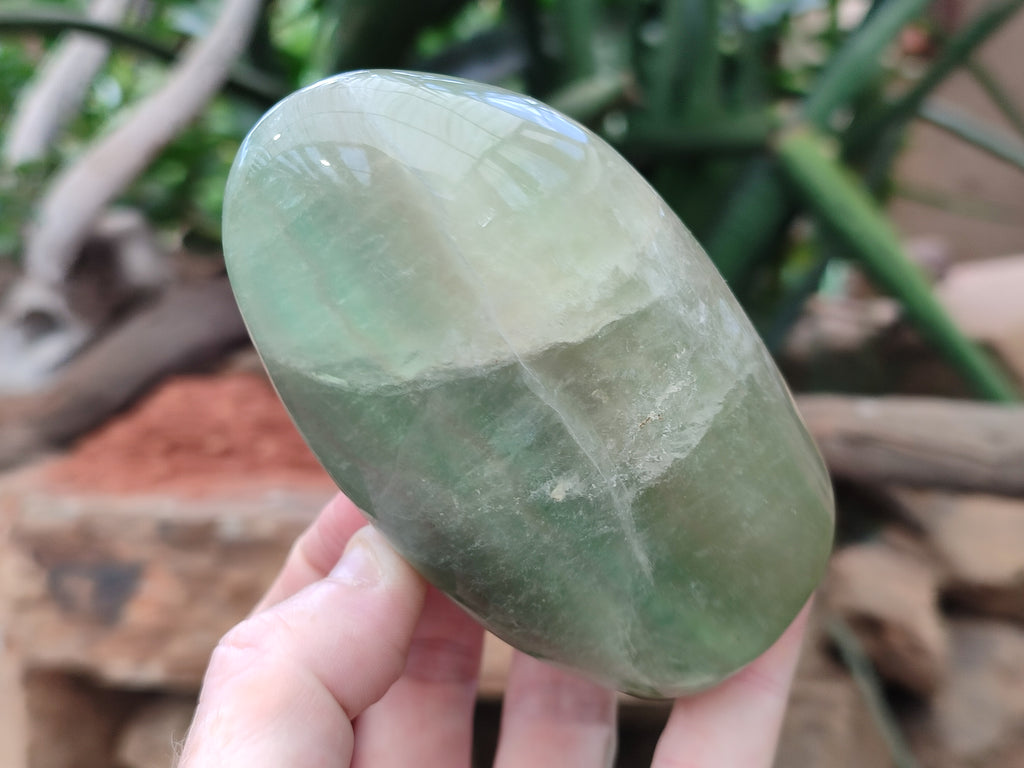 Polished Green Fluorite Standing Free Forms x 3 From Madagascar - Toprock Gemstones and Minerals 
