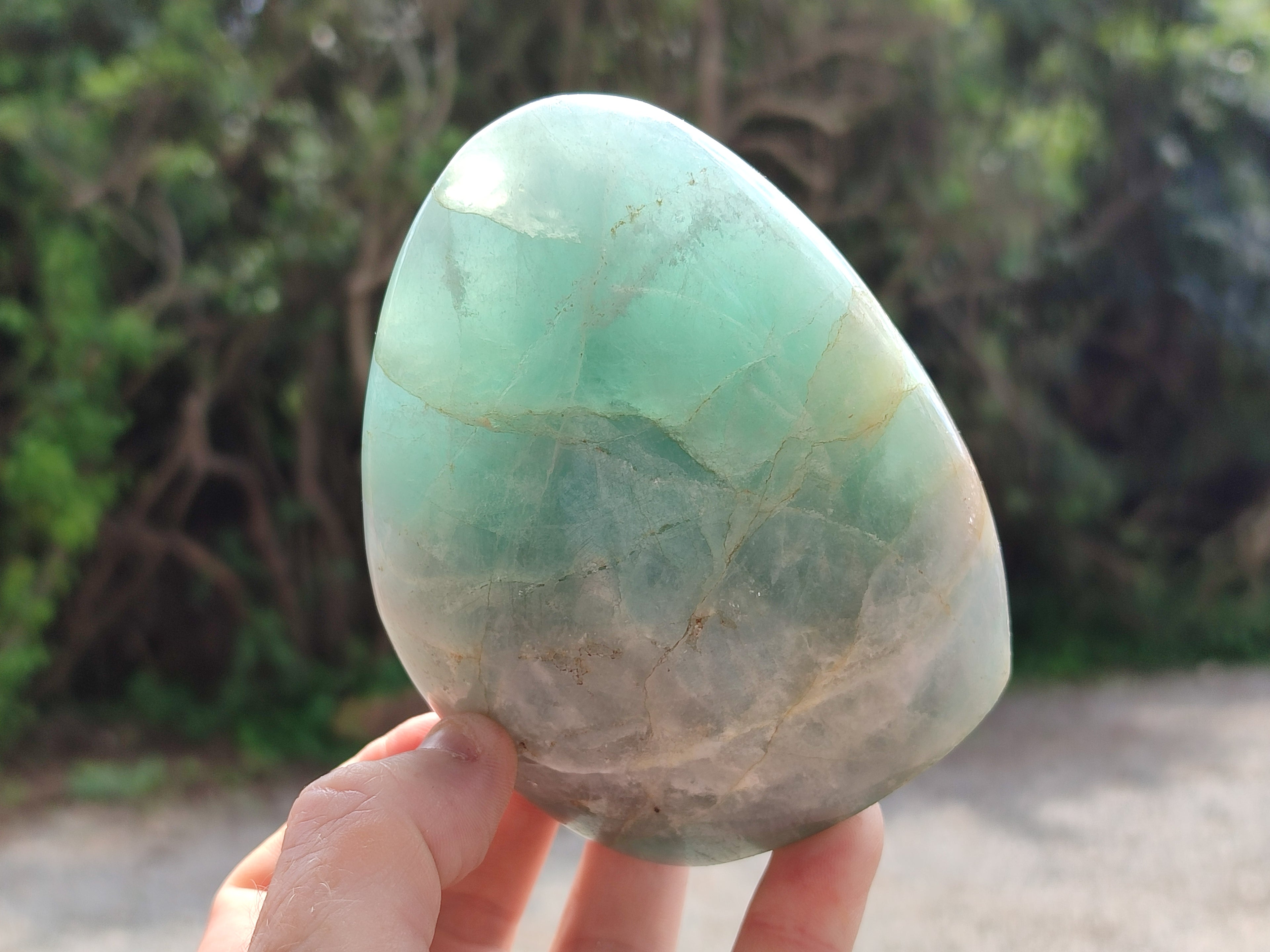 Polished Green Fluorite Standing Free Forms x 3 From Madagascar - Toprock Gemstones and Minerals 