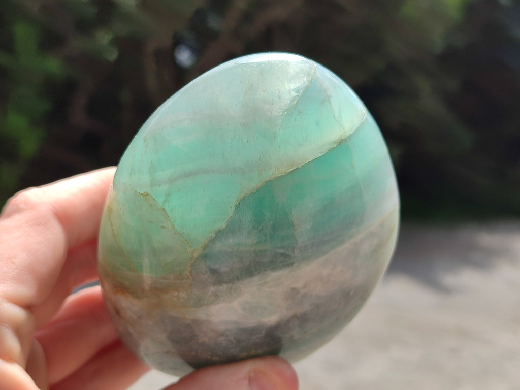 Polished Green Fluorite Standing Free Forms x 3 From Madagascar - Toprock Gemstones and Minerals 