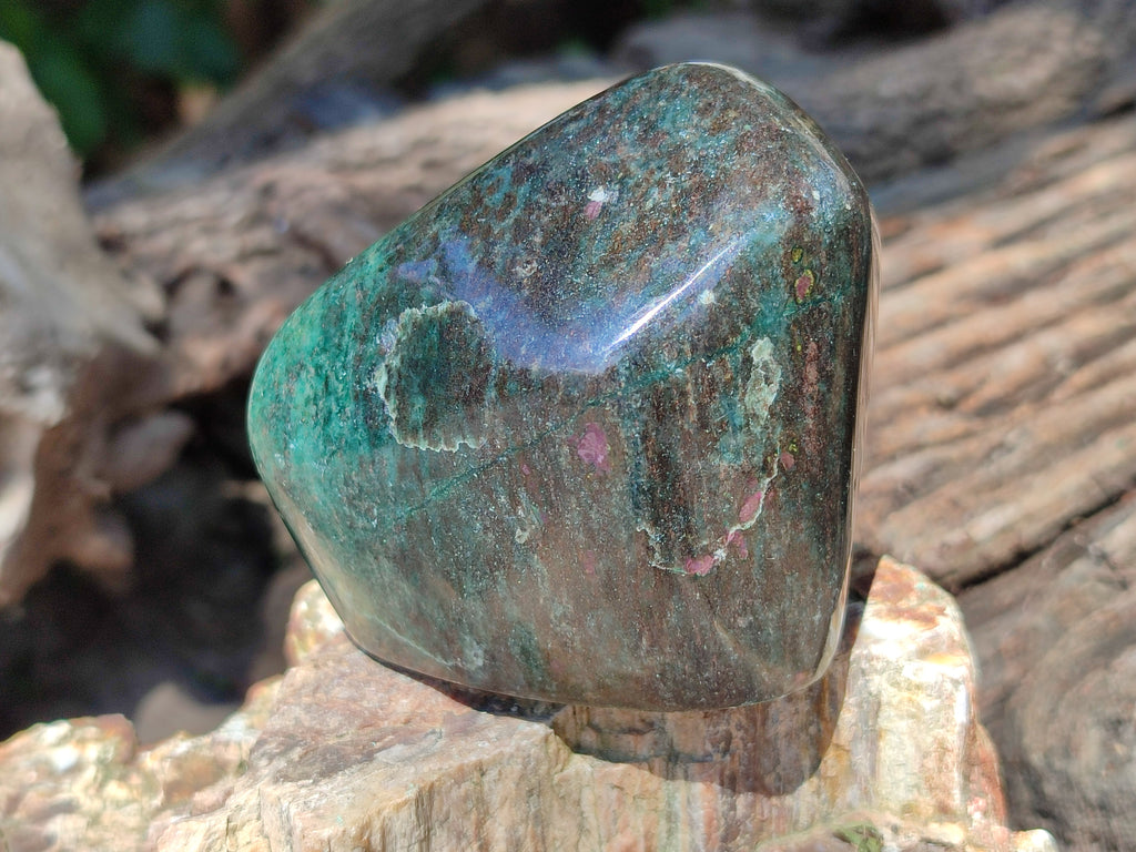 Polished Ruby Corundum In Chrome Verdite Standing Free Forms x 3 From Zimbabwe - Toprock Gemstones and Minerals 