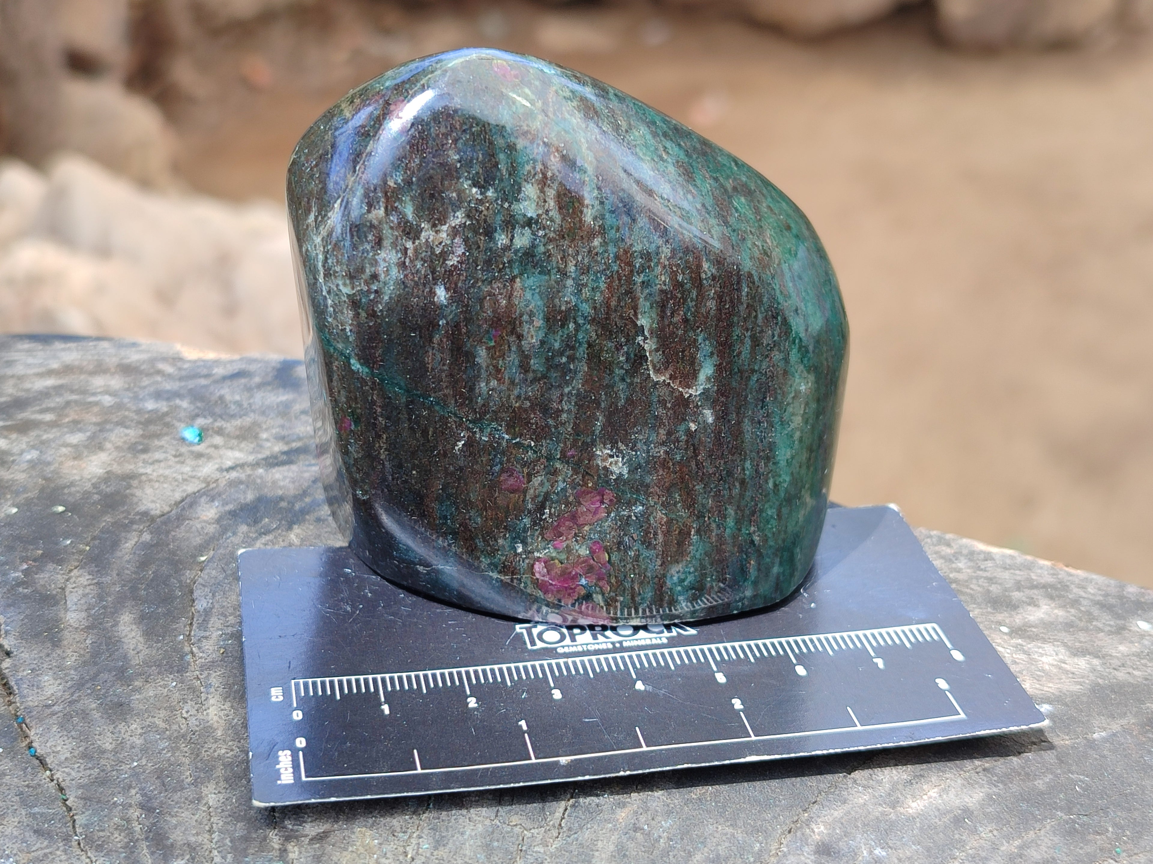 Polished Ruby Corundum In Chrome Verdite Standing Free Forms x 3 From Zimbabwe - Toprock Gemstones and Minerals 
