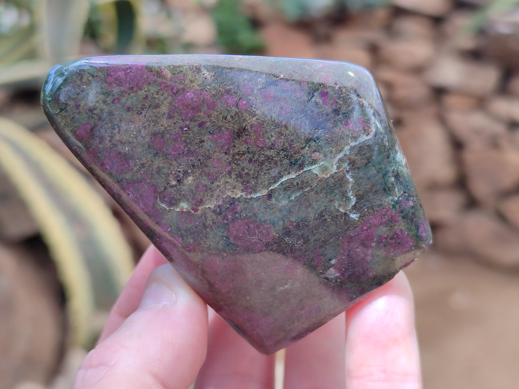 Polished Ruby Corundum In Chrome Verdite Standing Free Forms x 3 From Zimbabwe - Toprock Gemstones and Minerals 