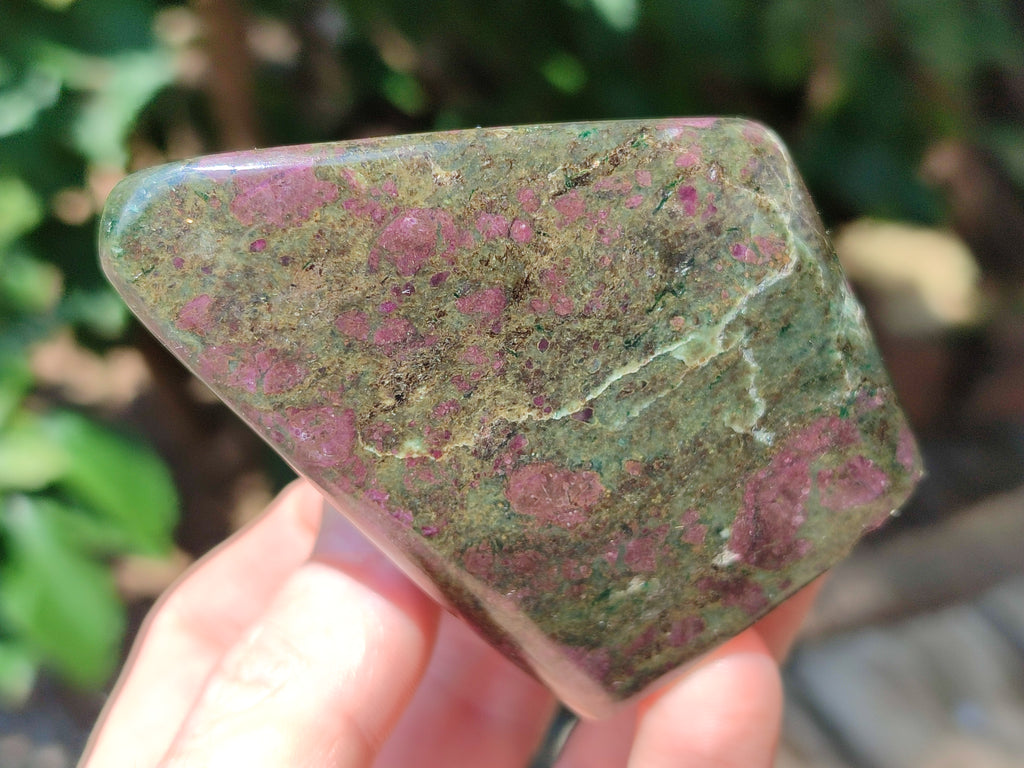 Polished Ruby Corundum In Chrome Verdite Standing Free Forms x 3 From Zimbabwe - Toprock Gemstones and Minerals 