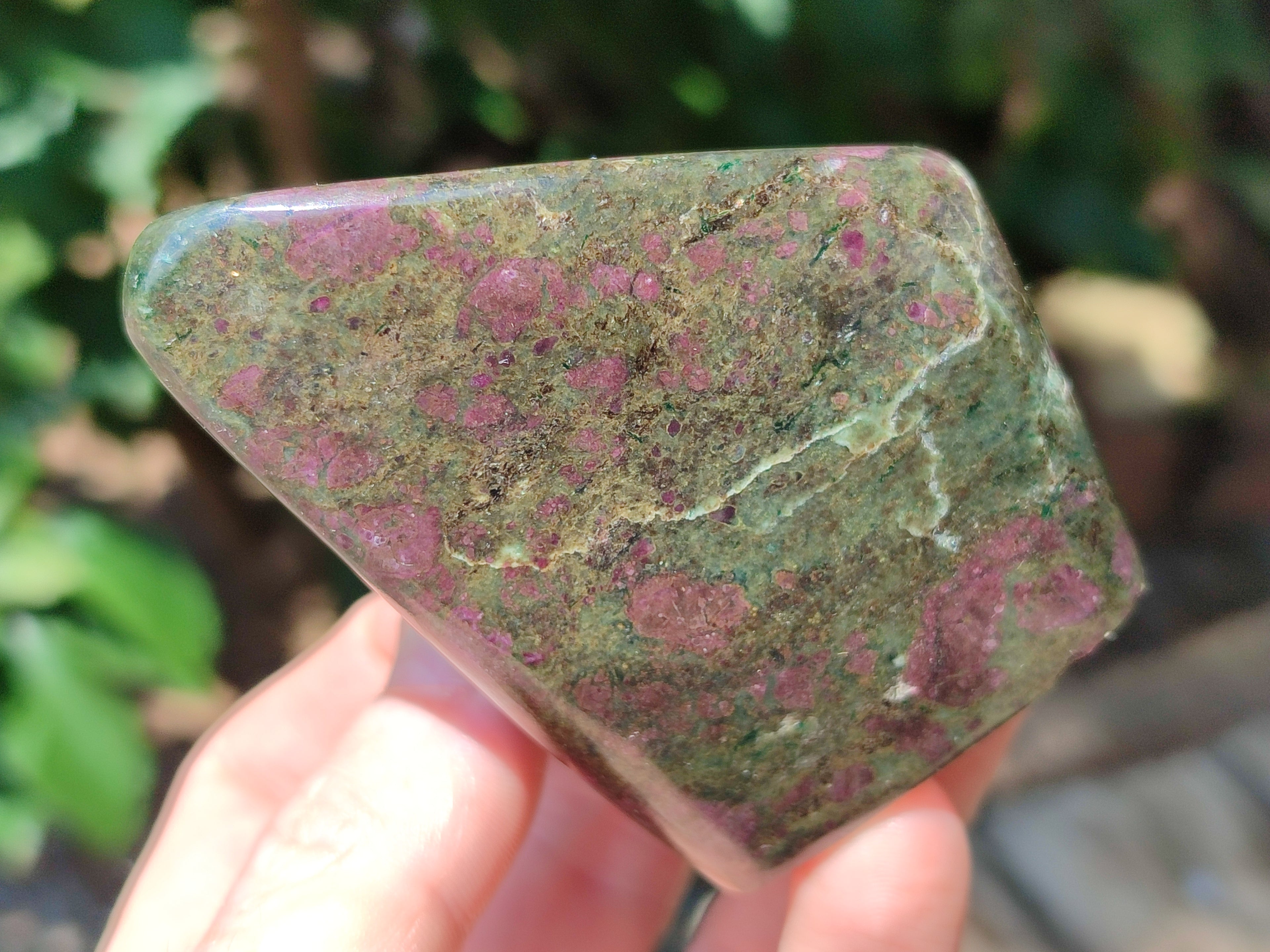 Polished Ruby Corundum In Chrome Verdite Standing Free Forms x 3 From Zimbabwe - Toprock Gemstones and Minerals 