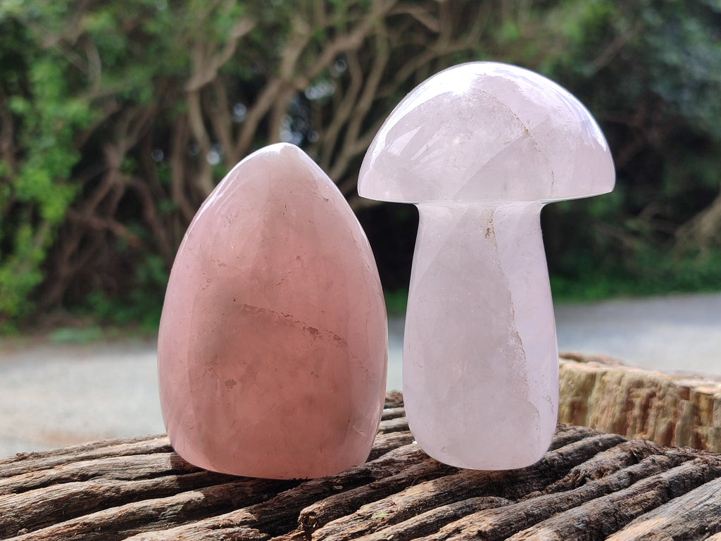 Polished Rose Quartz Standing Free Forms x 6 From Ambatondrazaka, Madagascar - Toprock Gemstones and Minerals 