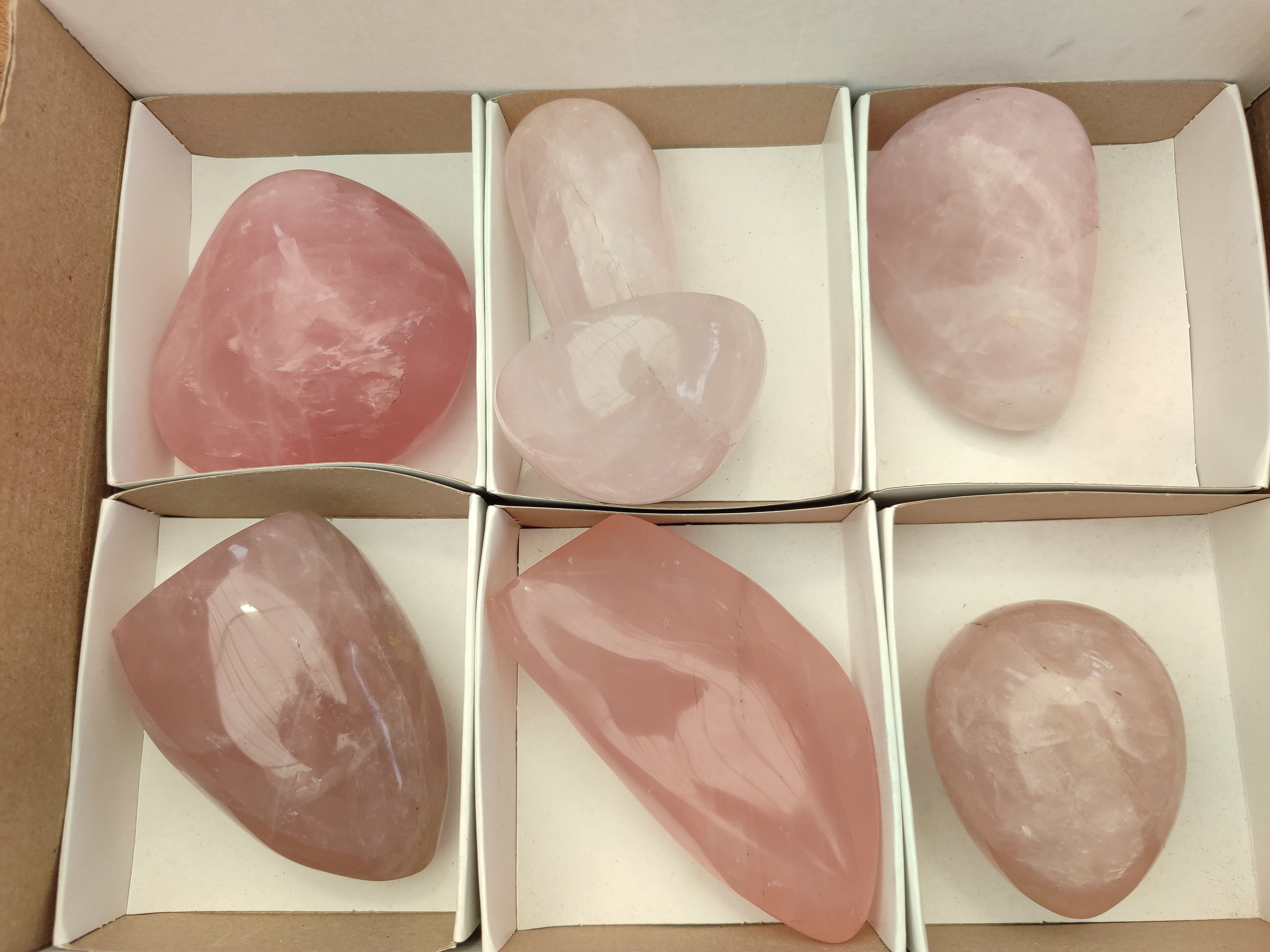 Polished Rose Quartz Standing Free Forms x 6 From Ambatondrazaka, Madagascar - Toprock Gemstones and Minerals 