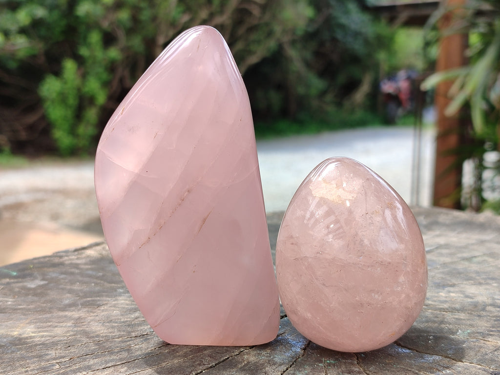 Polished Rose Quartz Standing Free Forms x 6 From Ambatondrazaka, Madagascar - Toprock Gemstones and Minerals 