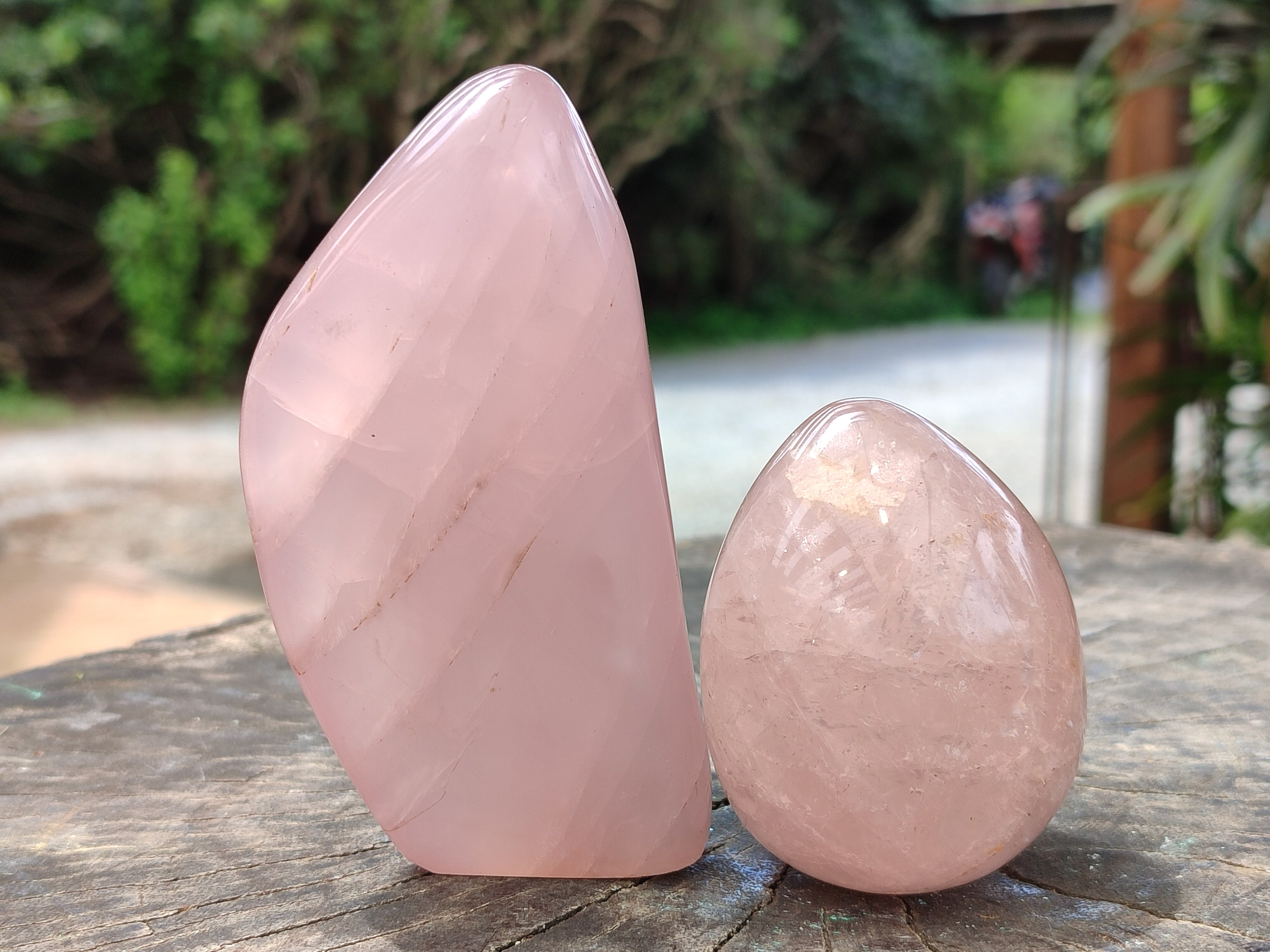 Polished Rose Quartz Standing Free Forms x 6 From Ambatondrazaka, Madagascar - Toprock Gemstones and Minerals 
