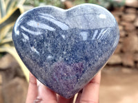 Polished Lazulite Heart's x 6 From Madagascar