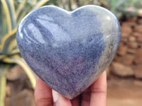 Polished Lazulite Heart's x 6 From Madagascar