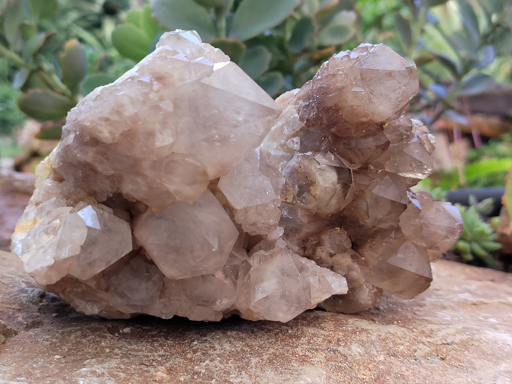 Natural Smokey Phantom Quartz Clusters x 2 From Luena, Congo - Toprock Gemstones and Minerals 