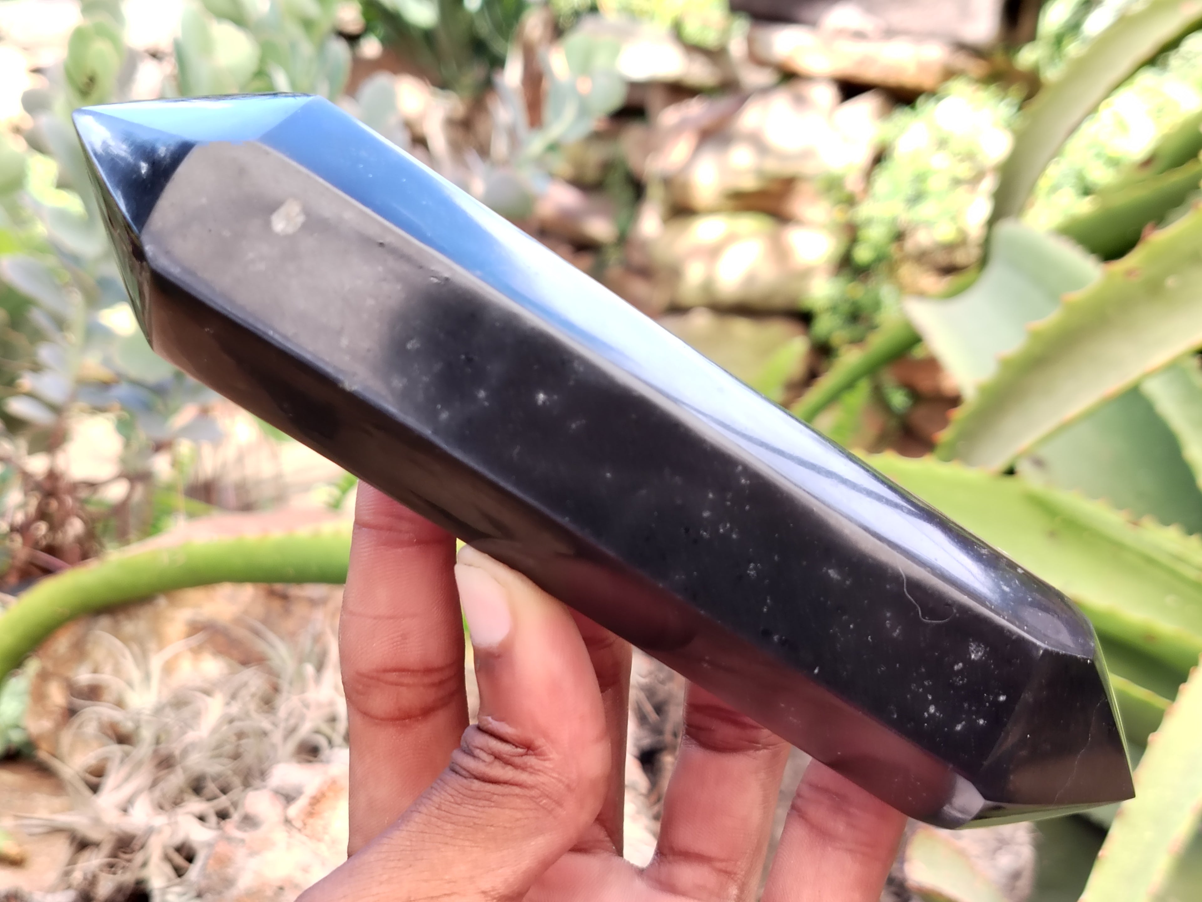 Polished Black Basalt Double Terminated Points x 6 From Antsirabe, Madagascar - Toprock Gemstones and Minerals 