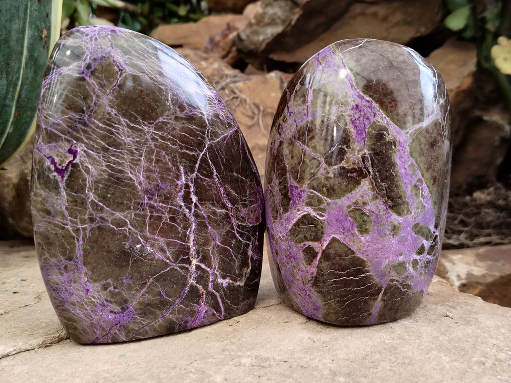 Polished Stichtite Standing Free Forms x 2 From Barberton, South Africa&nbsp; - Toprock Gemstones and Minerals 