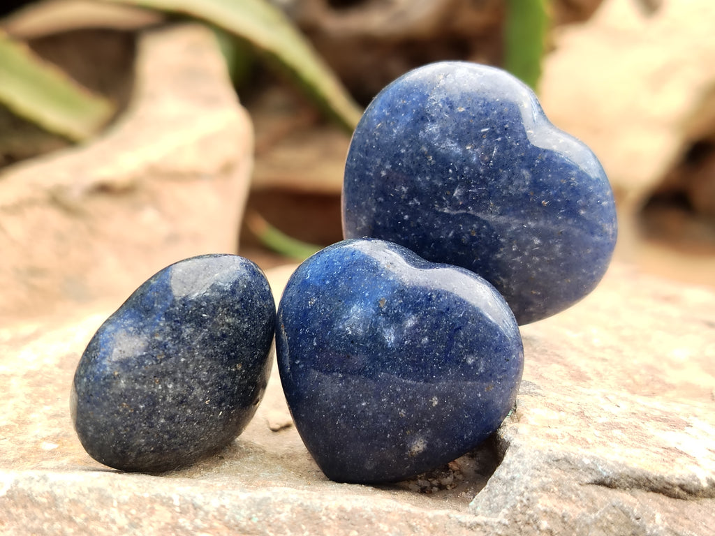 Polished Lazulite Hearts x 35 From Madagascar - Toprock Gemstones and Minerals 