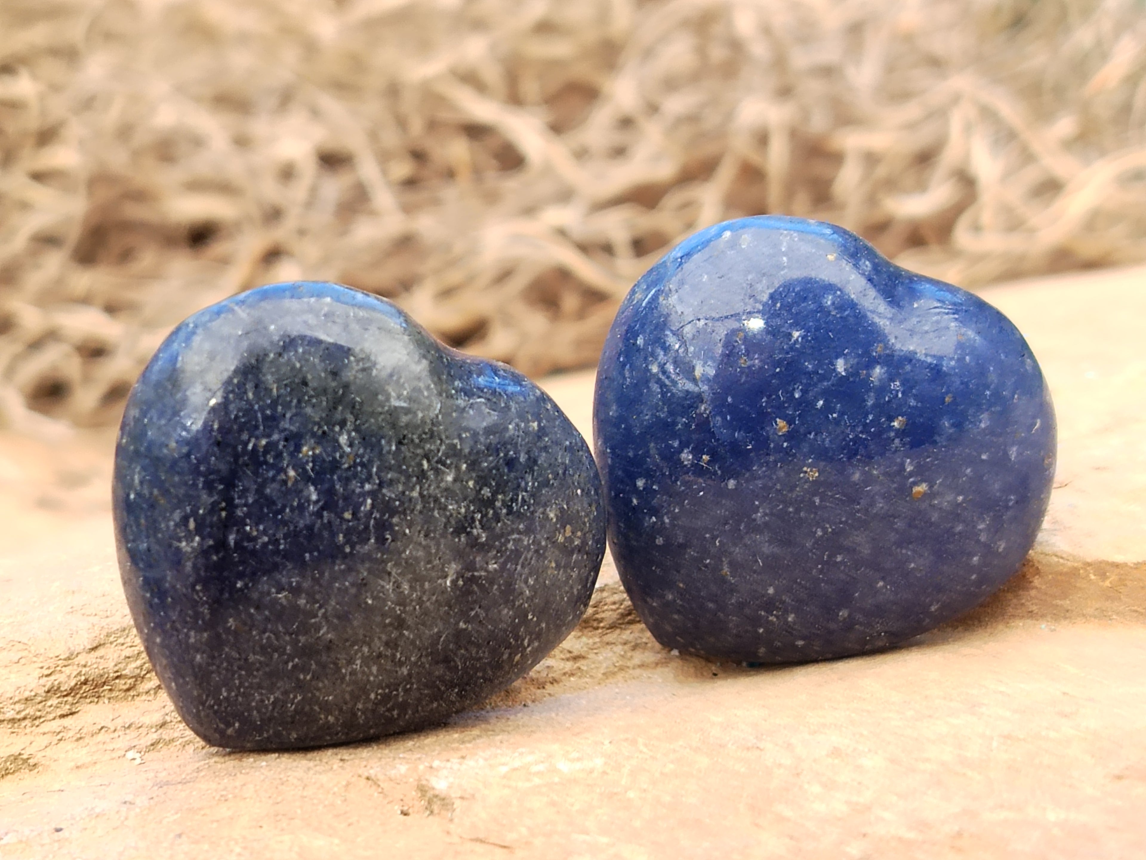 Polished Lazulite Hearts x 35 From Madagascar - Toprock Gemstones and Minerals 