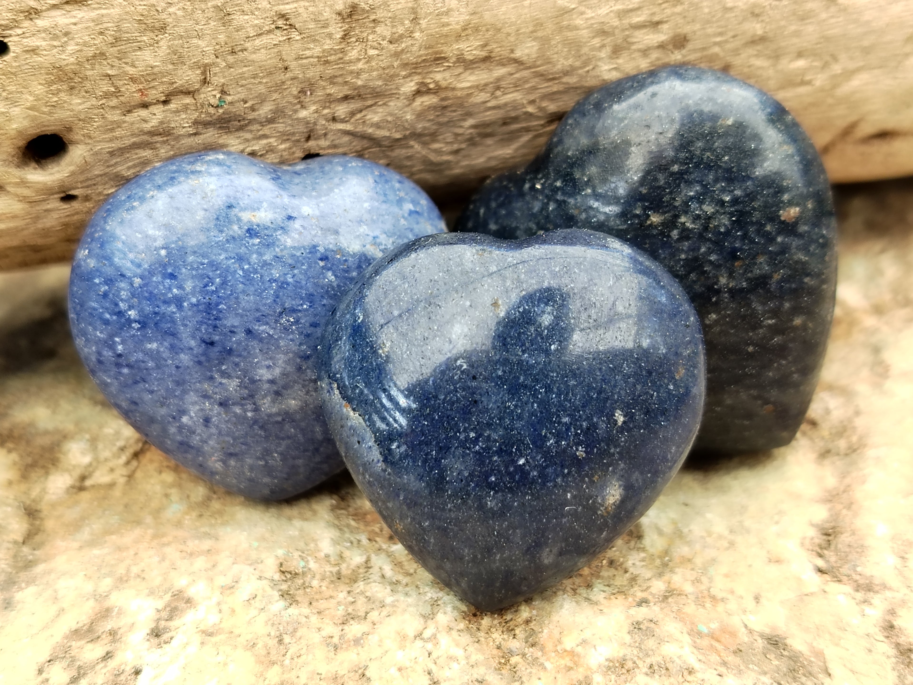 Polished Lazulite Hearts x 35 From Madagascar - Toprock Gemstones and Minerals 