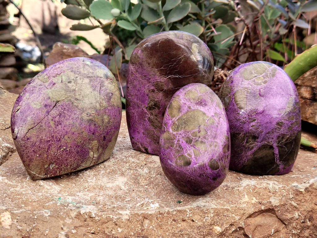 Polished Stichtite Standing Free Forms x 4 From Barberton, South Africa - Toprock Gemstones and Minerals 