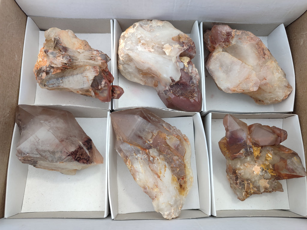 Natural Hematoid Quartz Clusters x 6 From Karoi, Zimbabwe - Toprock Gemstones and Minerals 