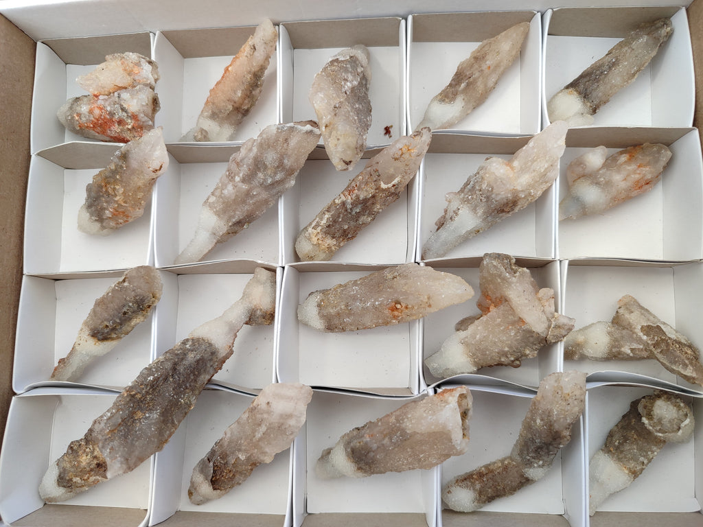 Natural Drusy Quartz Coated Calcite Pseudomorph Specimens x 20 From Alberts Mountain, Lesotho - Toprock Gemstones and Minerals 