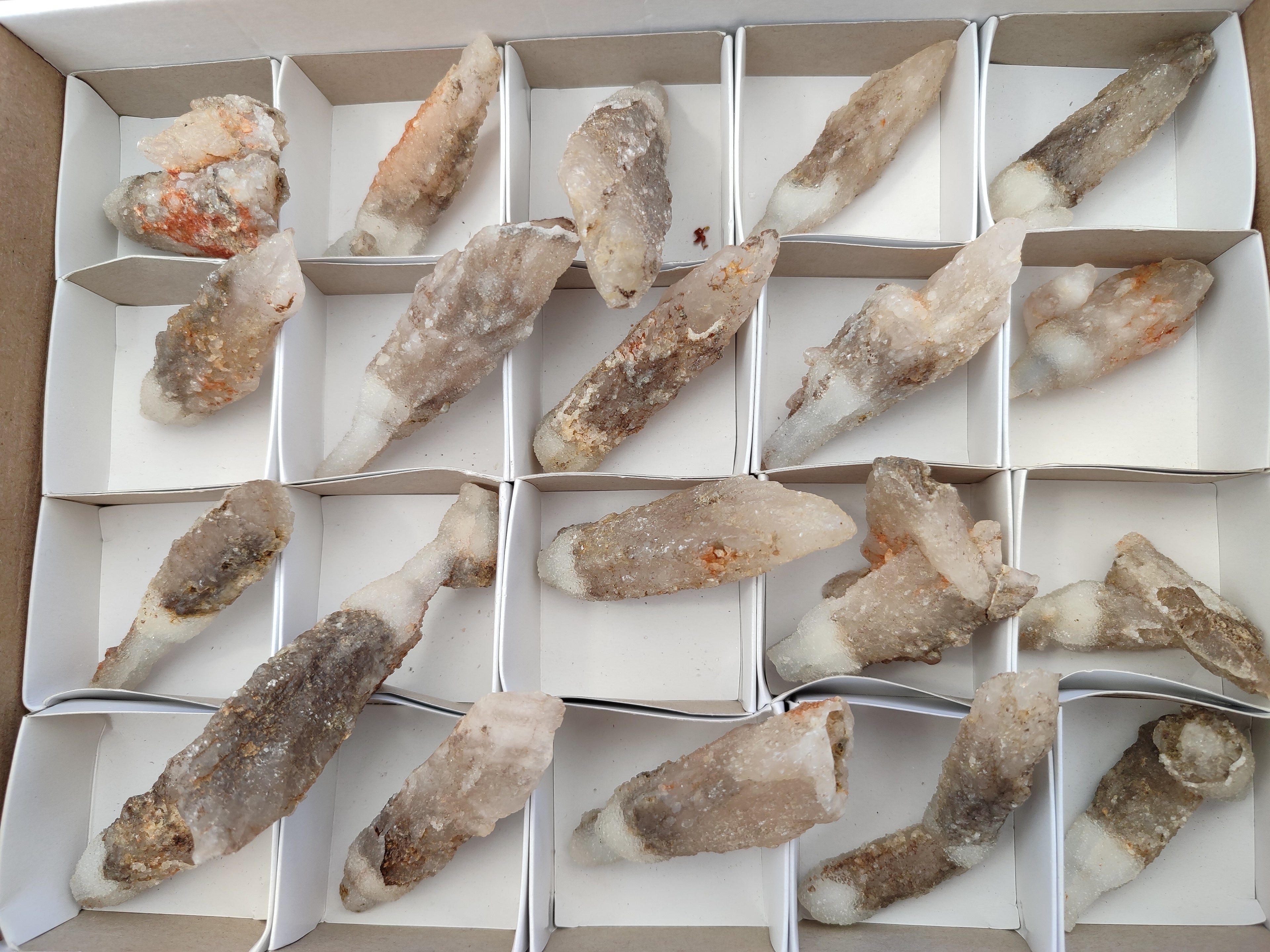 Natural Drusy Quartz Coated Calcite Pseudomorph Specimens x 20 From Alberts Mountain, Lesotho - Toprock Gemstones and Minerals 