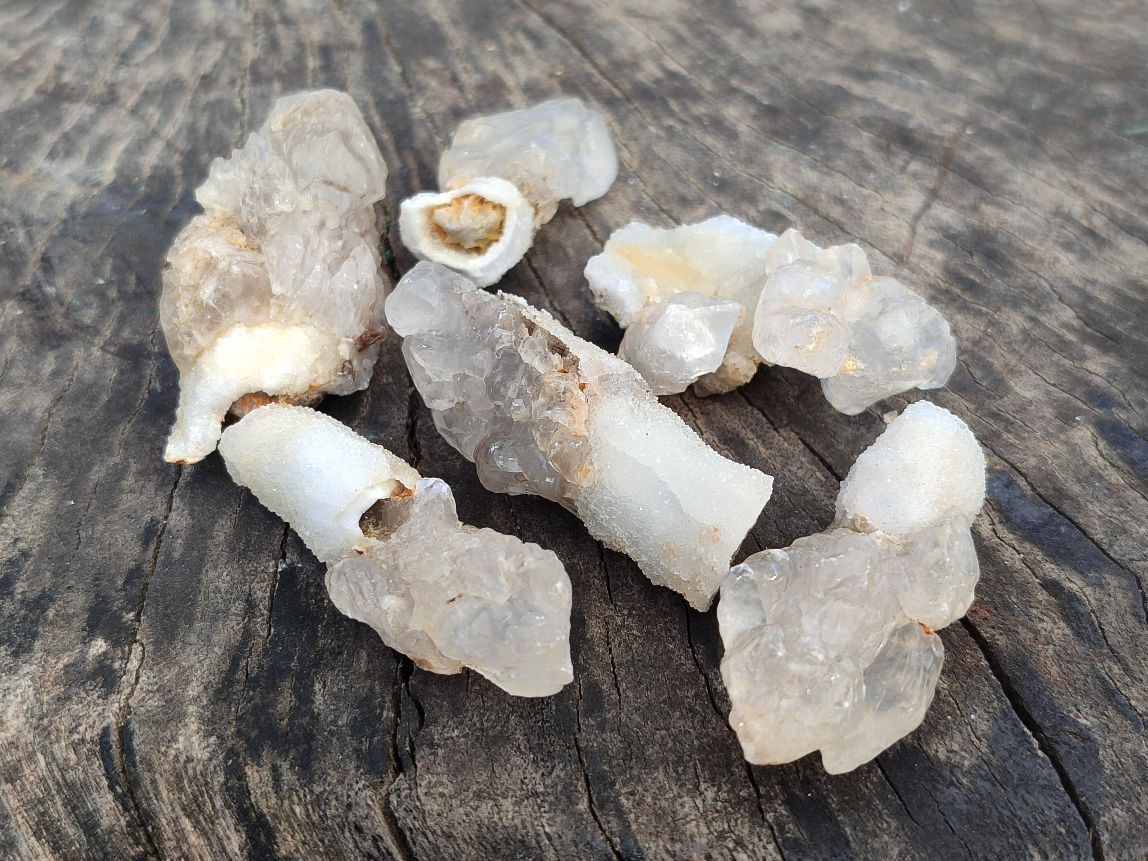 Natural Drusy Quartz Coated Calcite Pseudomorph Specimens x 35 From Alberts Mountain, Lesotho - Toprock Gemstones and Minerals 