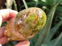Polished Green Opal Standing Free Forms x 3 From Antsirabe, Madagascar