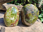 Polished Green Opal Standing Free Forms x 3 From Antsirabe, Madagascar - Toprock Gemstones and Minerals 