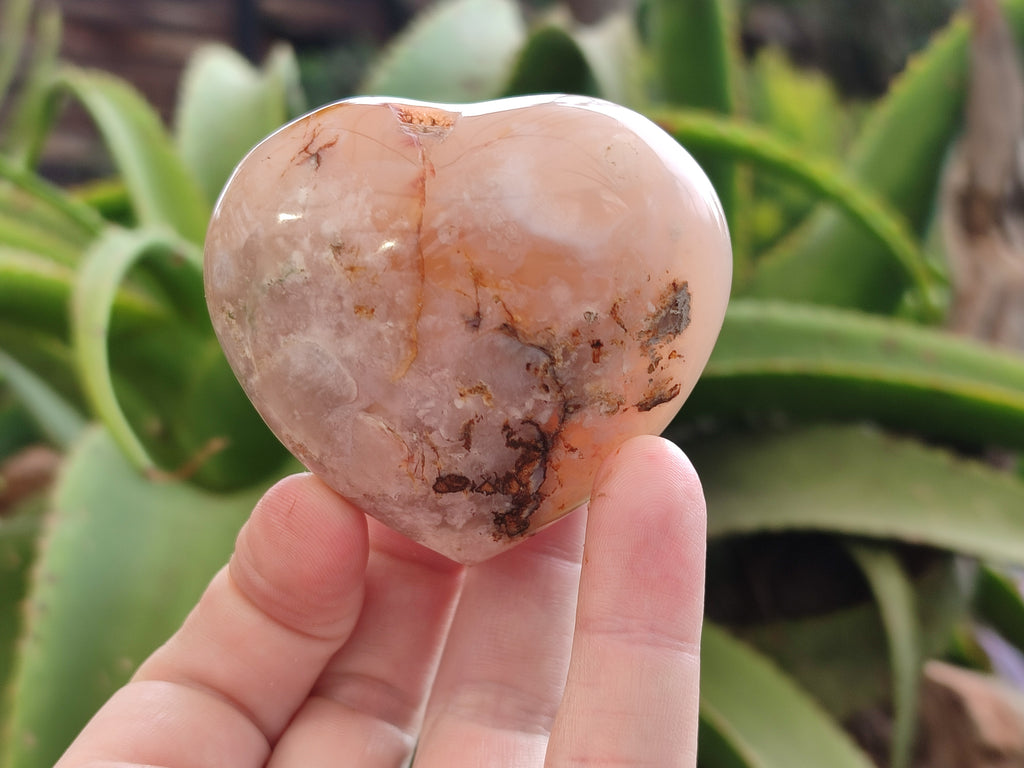 Polished Flower Agate Hearts x 12 From Antsahalova, Madagascar - Toprock Gemstones and Minerals 