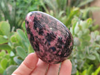 Polished Rhodonite Eggs and a heart x 3 From Ambindavato, Madagascar - Toprock Gemstones and Minerals 
