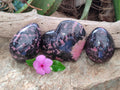Polished Rhodonite Eggs and a heart x 3 From Ambindavato, Madagascar - Toprock Gemstones and Minerals 