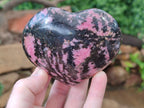Polished Rhodonite Eggs and a heart x 3 From Ambindavato, Madagascar - Toprock Gemstones and Minerals 