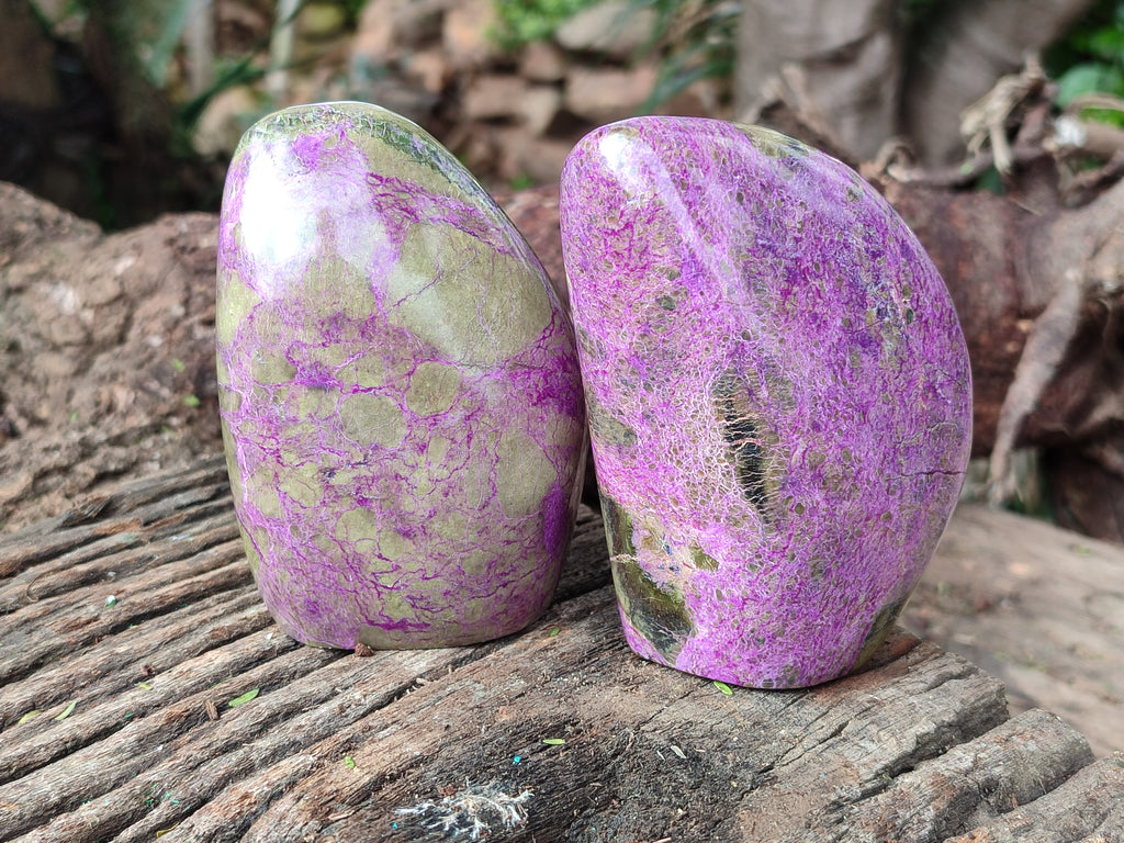 Polished Stichtite Standing Free Forms x 3 From Barberton, South Africa - Toprock Gemstones and Minerals 