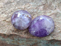 Polished Chevron Amethyst Palm Stones x 20 from Ankazobe, Madagascar