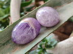 Polished Chevron Amethyst Palm Stones x 20 from Ankazobe, Madagascar - Toprock Gemstones and Minerals 