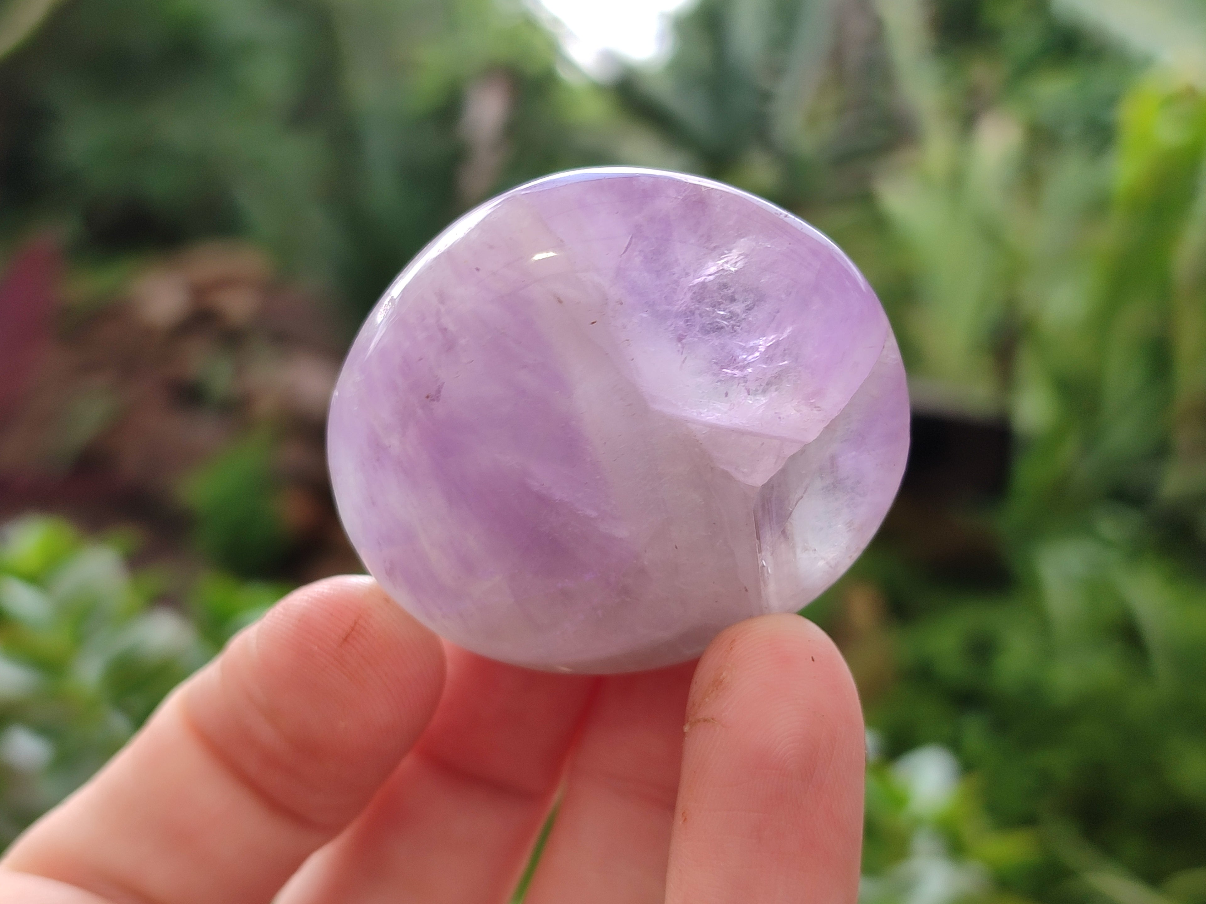 Polished Chevron Amethyst Palm Stones x 20 from Ankazobe, Madagascar - Toprock Gemstones and Minerals 