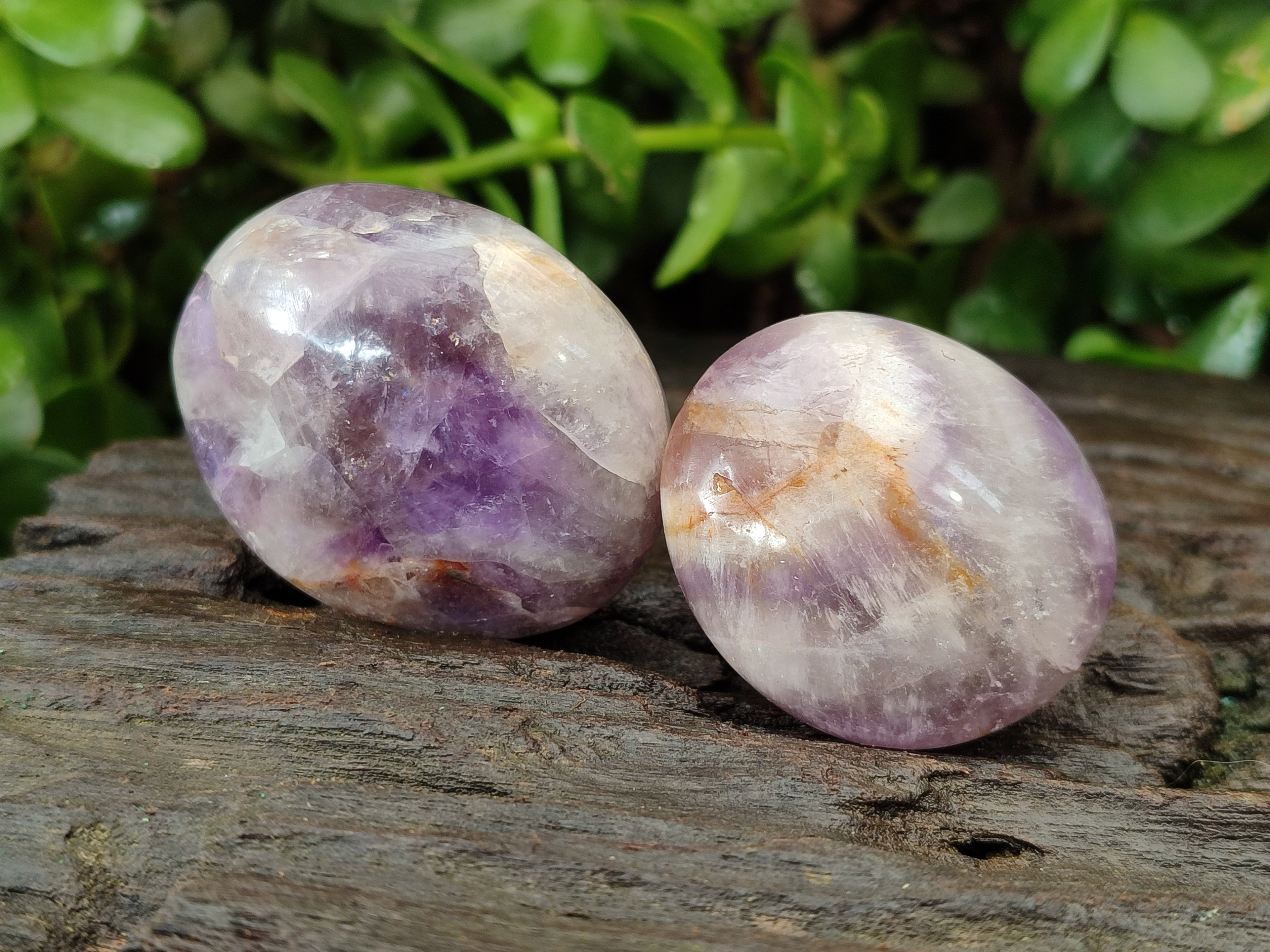 Polished Chevron Amethyst Palm Stones x 20 from Ankazobe, Madagascar - Toprock Gemstones and Minerals 