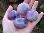 Polished Chevron Amethyst Palm Stones x 20 from Ankazobe, Madagascar - Toprock Gemstones and Minerals 