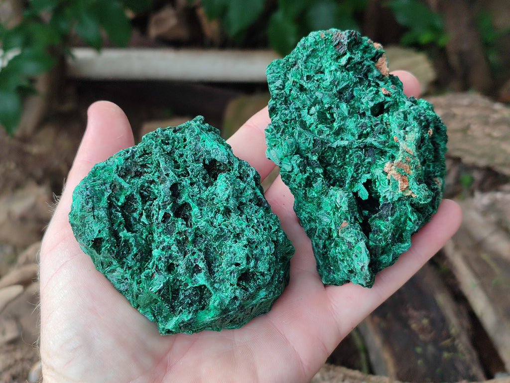 Natural Silky Malachite Specimens x 6 From Kasompe, Congo - Toprock Gemstones and Minerals 