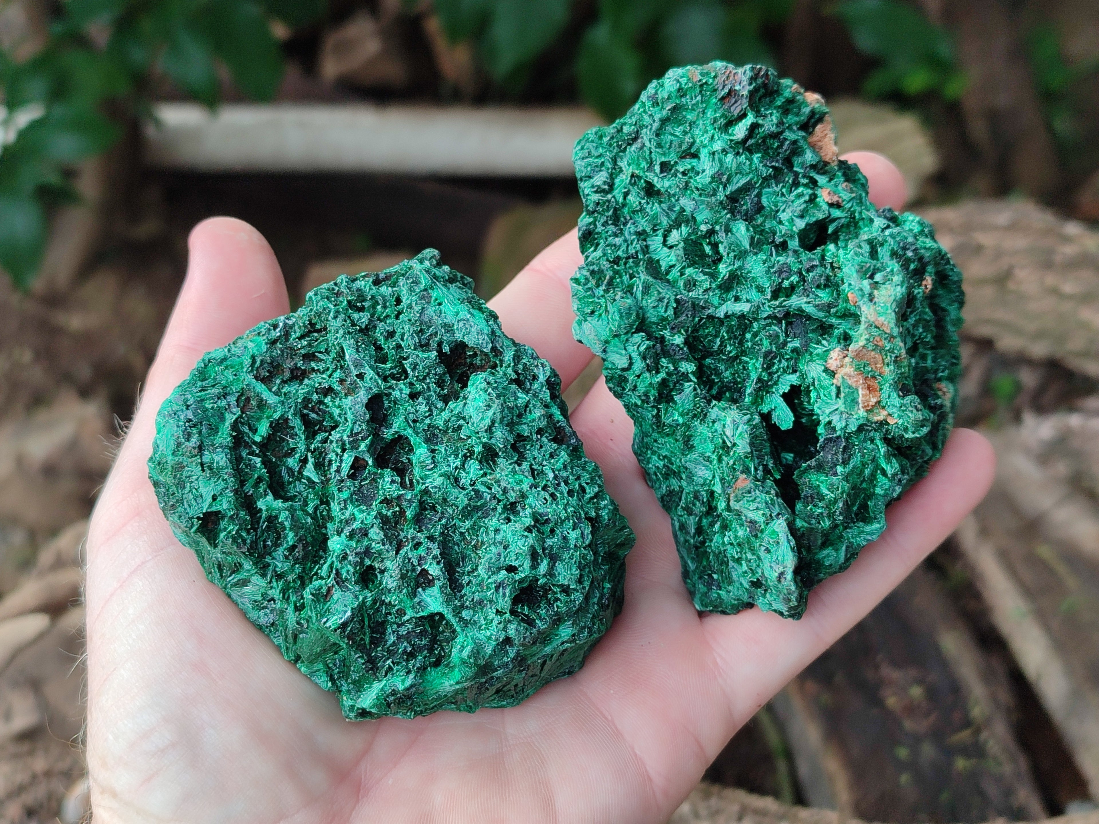 Natural Silky Malachite Specimens x 6 From Kasompe, Congo - Toprock Gemstones and Minerals 